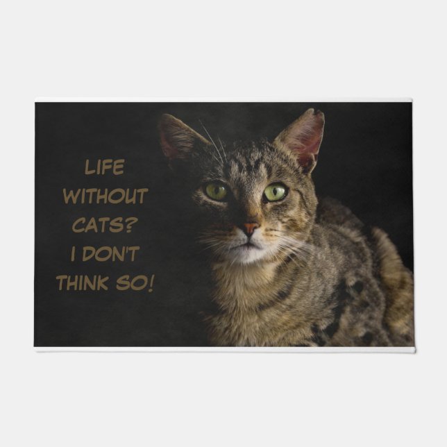 Life without cats? I don’t think so! custom funny Doormat (Front)