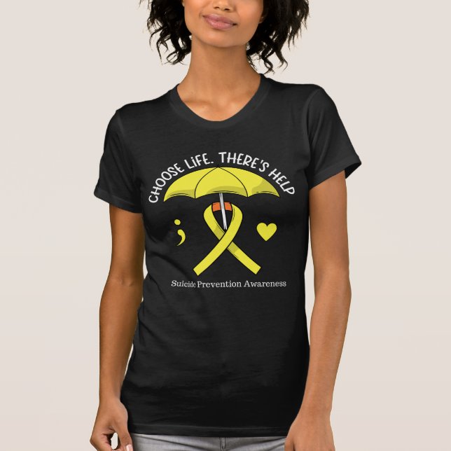 Life Yellow Umbrella Ribbon Suicide Awareness T-Shirt (Front)
