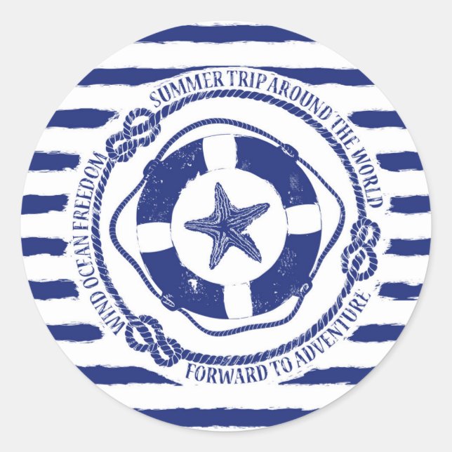 Lifebuoy And Starfish Classic Round Sticker (Front)