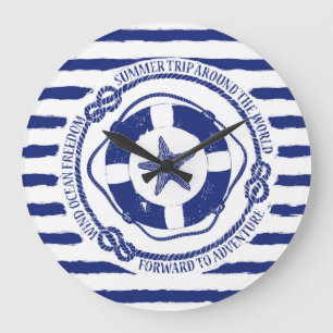 Lifebuoy And Starfish Large Clock
