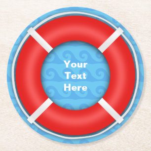 Lifebuoy Custom Text Round Paper Coaster