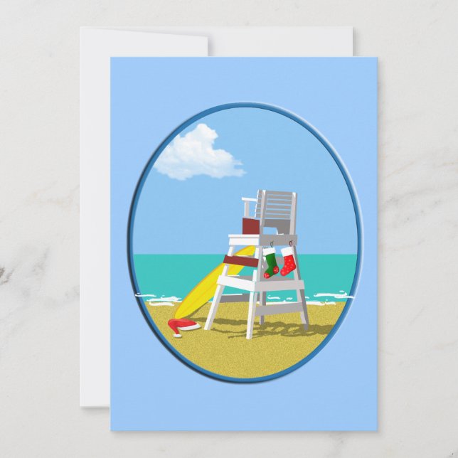 Lifeguard Chair at Christmas Invitation (Front)