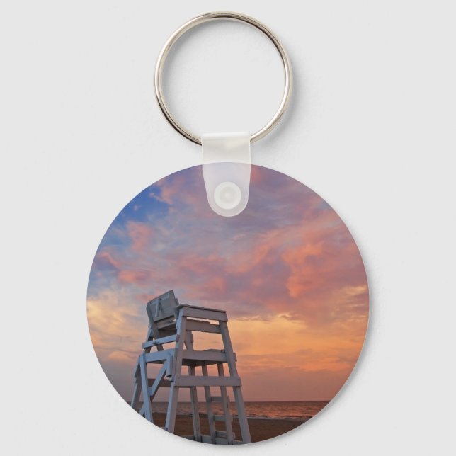 Lifeguard chair with dramatic sky. key ring (Front)