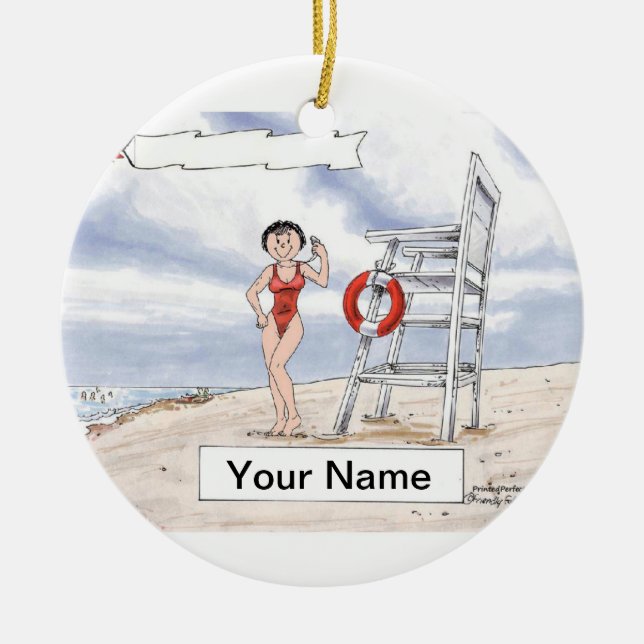 Lifeguard - Female Ceramic Tree Decoration (Front)
