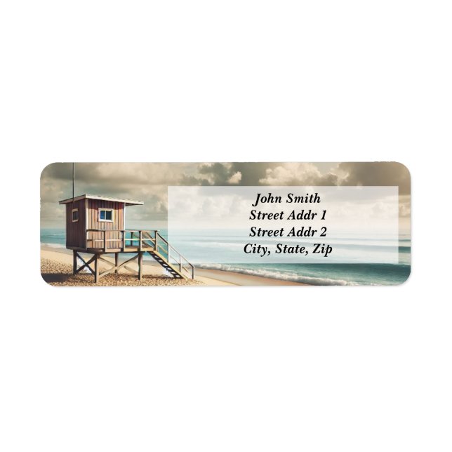 Lifeguard shack calm Beach Return address Label (Front)