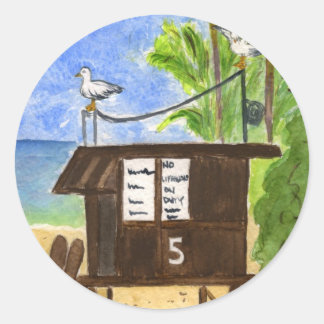 Lifeguard Station 5 Classic Round Sticker