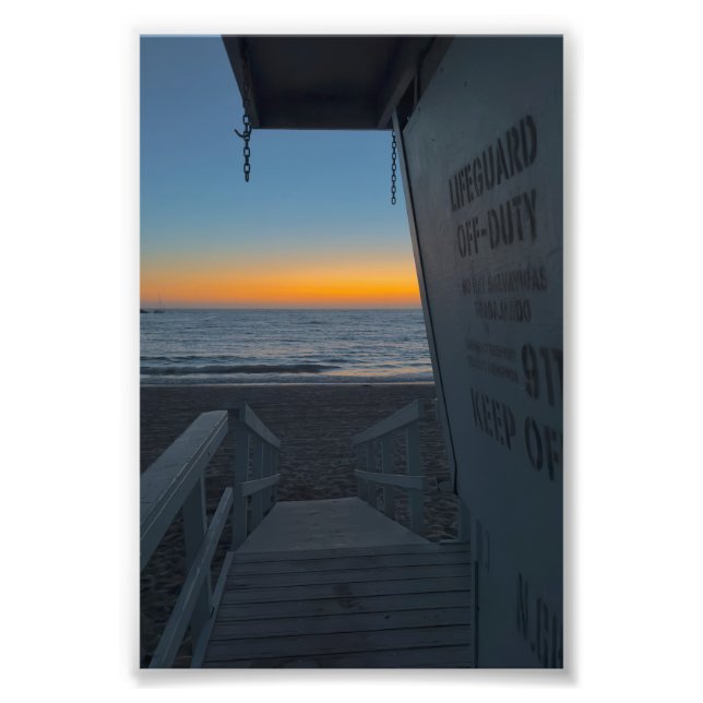 Lifeguard Tower at Sunset Photo Print (Front)