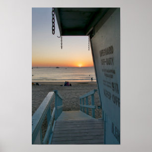 Lifeguard Tower at Sunset - Venice Beach, CA Poster