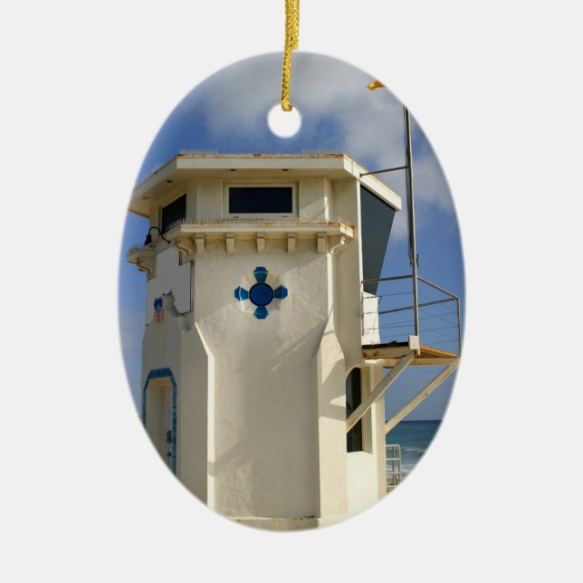 Lifeguard Tower Ceramic Tree Decoration (Front)