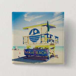 Lifeguard Tower South Beach, Miami, Fl 15 Cm Square Badge