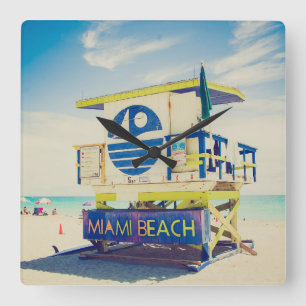 Lifeguard Tower   South Beach, Miami, Fl Square Wall Clock