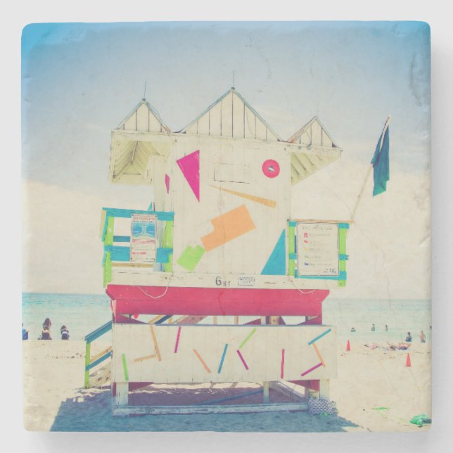 Lifeguard Tower | South Beach, Miami Stone Coaster (Front)