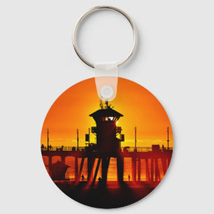 Lifeguard Tower Zero Sunset - Huntington Beach, Ca Key Ring