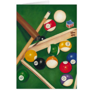 Lifelike Billiards Table with Balls and Chalk