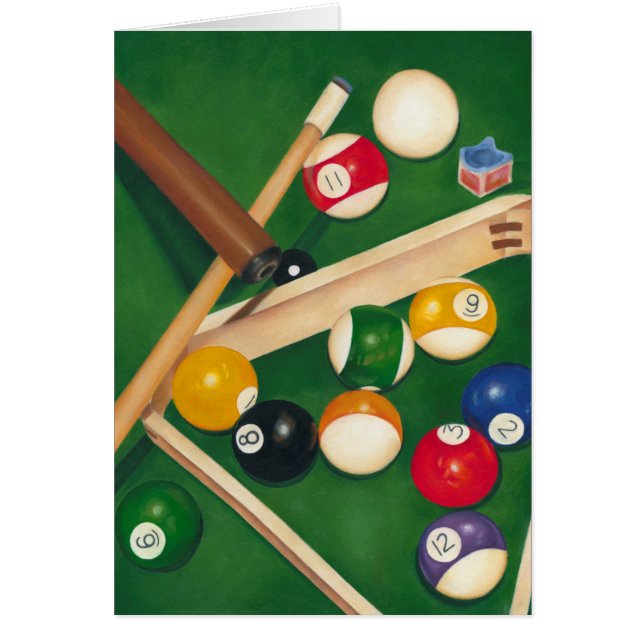 Lifelike Billiards Table with Balls and Chalk (Front)