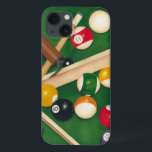 Lifelike Billiards Table with Balls and Chalk iPhone 13 Case<br><div class="desc">Rack 'em up with this spectacular painting of a billiards table by Jennifer Goldberger. The balls look new, the felt looks immaculate, and the chalk has already been applied to the cue sticks. Hang this in your home, or gift it to a friend or loved one who enjoys a game...</div>