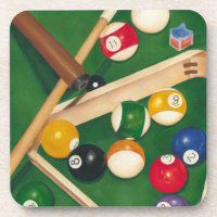 Lifelike Billiards Table with Balls and Chalk