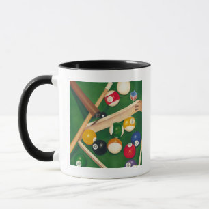 Lifelike Billiards Table with Balls and Chalk Mug