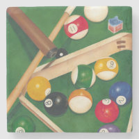 Lifelike Billiards Table with Balls and Chalk