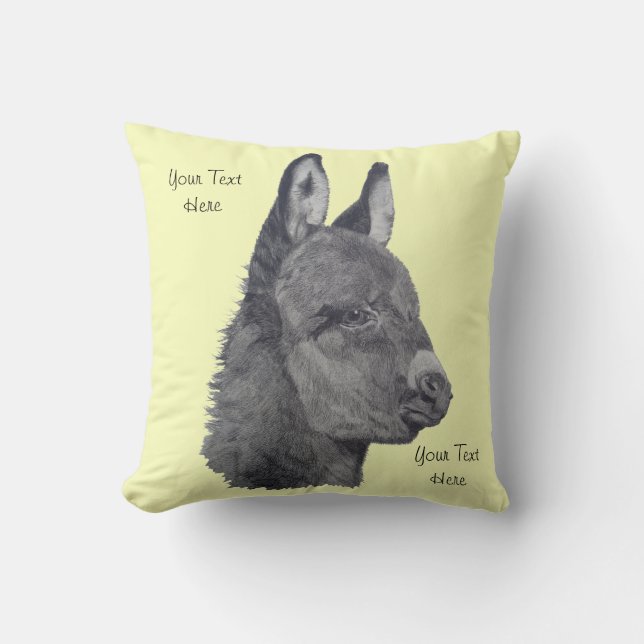 lifelike drawing of very cute donkey cushion (Front)