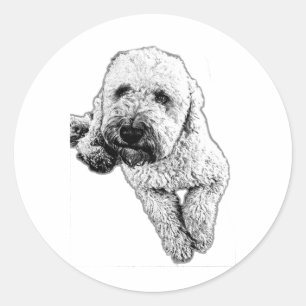 Lifelike Lagotto Pup Ink Art Sticker