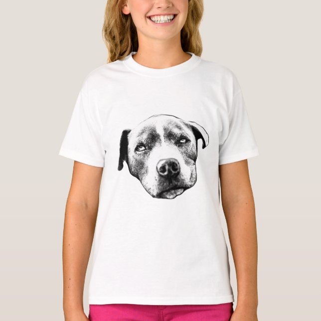 Lifelike Pit Bull Portrait Tee (Front)