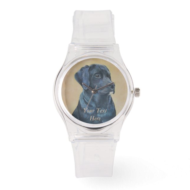 lifelike portrait picture of black labrador dog watch (Front)