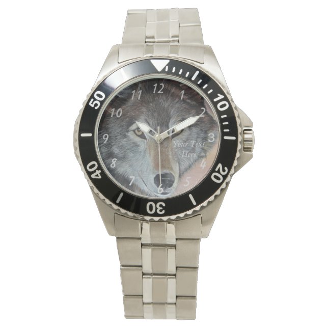 lifelike wildlife portrait of grey wolf watch (Front)