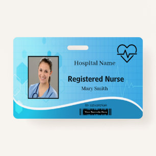 Lifeline Blue Medical Heartbeat Photo ID ID Badge