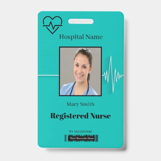 Lifeline Cardio Heartbeat Medical Photo ID Badge (Front)