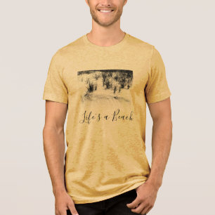 "Life's A Beach" Black Grey Photo Motivational Tri-Blend Shirt