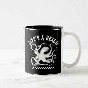 Life's a Beach - Funny Summer Quote Design Two-Tone Coffee Mug
