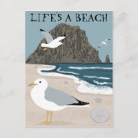 LIFE'S A BEACH Morro Rock California Seagulls