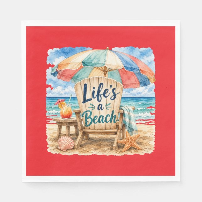 "Life's A Beach" Paper Napkin (Front)