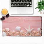 Life's A Beach Quote Seashells Personalised Name Desk Mat<br><div class="desc">Life's A Beach Quote Seashells Personalised Name Desk Mat features seashells on a rustic pink wooden background with the text "Life's a beach, and I'm just playing in the sand" with your personalised name below in modern calligraphy script typography. Perfect gift for family and friends for birthday, Christmas, Mother's Day,...</div>
