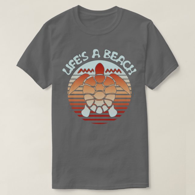 Lifes A Beach Retro Sea Turtle T-Shirt (Design Front)