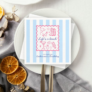 Life's a Beach Summer Blue Birthday Party  Napkin