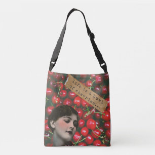 Life's A Bowl of Cherries Altered Art Crossbody Bag