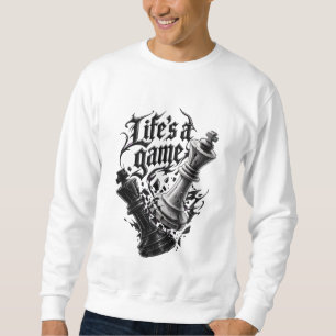 Life's A Game - Shattered Chess Kings Gothic Stree Sweatshirt