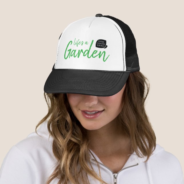 Life's a Garden Black Trucker Hat (In Situ)