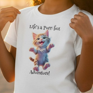 Life's a Purr-fect Adventure Cute Flying Kitten T-Shirt