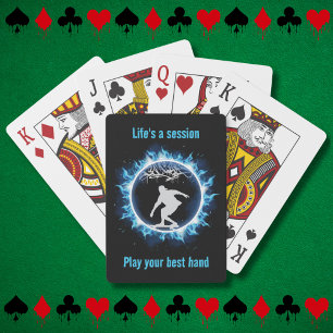 Life's a Session Blue Fire Skater Playing Cards