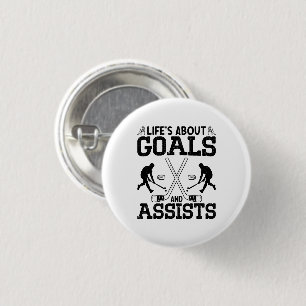 Life's About Goals And Assists Hockey Lover Funny  3 Cm Round Badge