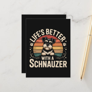 Life's Better With A Schnauzer Announcement Postcard