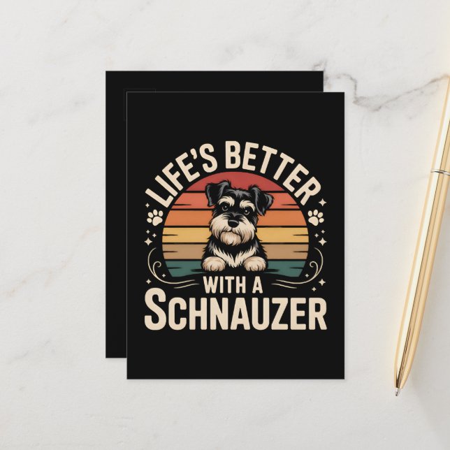 Life's Better With A Schnauzer Announcement Postcard (Front/Back In Situ)