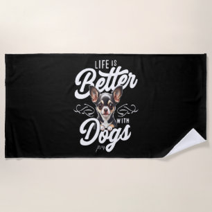 Life's Better With A Schnauzer Dog Vintage Beach Towel
