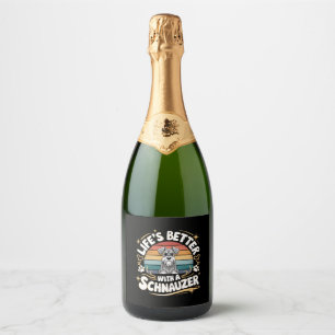 Life's Better With A Schnauzer Dog Vintage Sparkling Wine Label