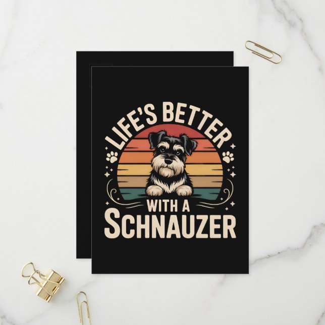 Life's Better With A Schnauzer Invitation Postcard (Front/Back In Situ)