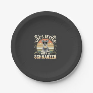 Life's Better With A Schnauzer Retro Dog Lover Paper Plate