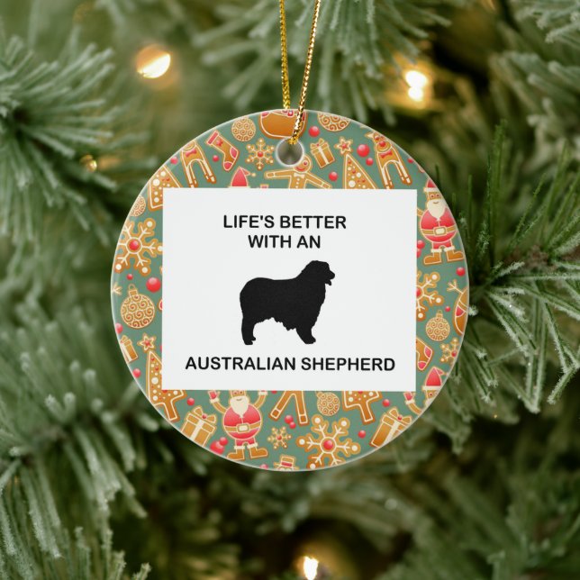 life's better with an australian shepherd ceramic tree decoration (Tree)